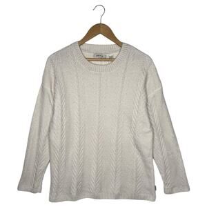 Orvis Sweater Womens XL Chenille Soft Long Sleeve Cable Knit Long Sleeve Ivory